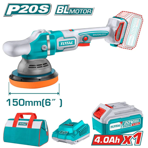 აკ. პოლირების მანქანა 20ვ, 150მმ TOTAL TAPLI20151