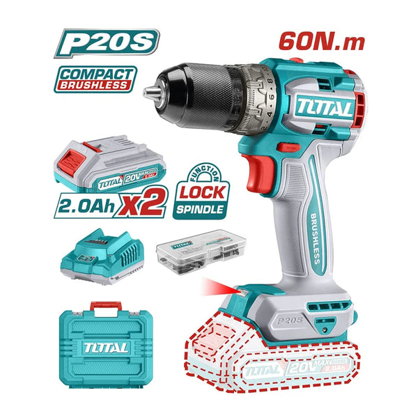 აკუმულატორული ბურღ-სახრახნისი TOTAL TDLI20602