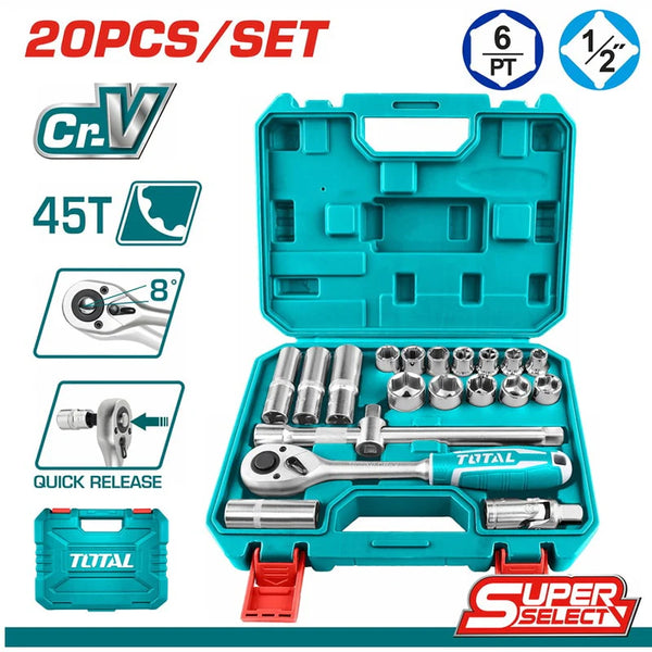 თავაკების ნაკრები 1/2" – 20 ნაჭრ TOTAL THT121201